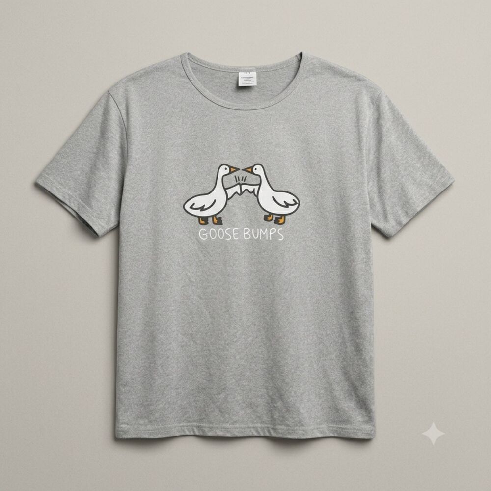 Funny Goose Bumps Fist Bump T Shirt L Heather Grey